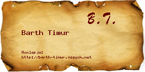 Barth Timur névjegykártya